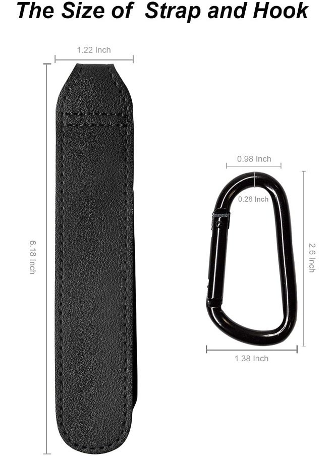MoBearer Baby Stroller Hooks Bag Hooks for Hanging Diaper Bags Multipurpose Hooks for Grocery Shopping Bags Premium Vegan Leather Pram Straps 2 Pcs (Black)