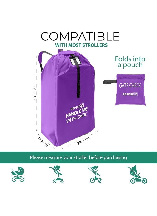Reperkid Stroller Travel Bag for Airplane Gate Check in - Large Standard or Double Stroller Purple