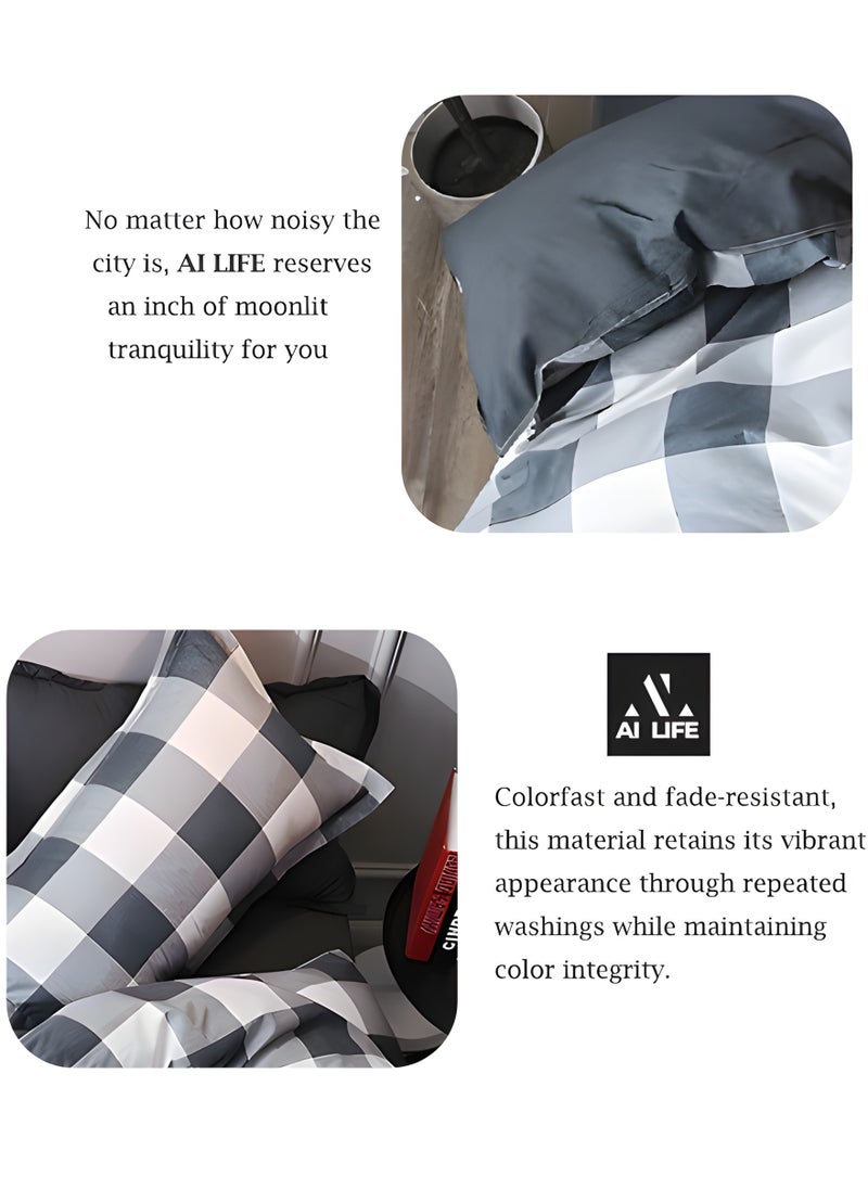 AI LIFE 6 Piece Luxury King Size Cotton Bedsheet | 1 Duvet Cover Set 220x240cm | 1 Fitted Sheet 200x200+30cm | 4 Pillow Cases 50x75cm