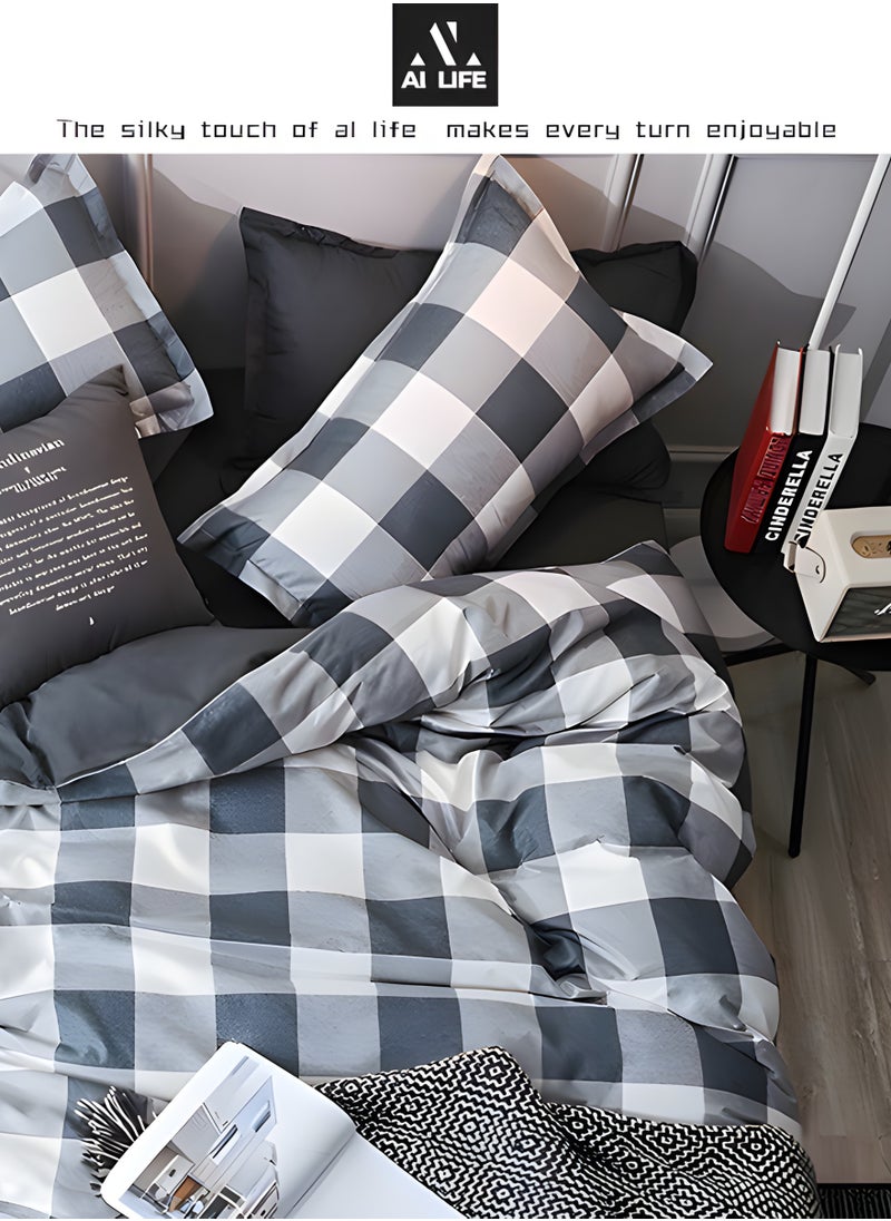 AI LIFE 6 Piece Luxury King Size Cotton Bedsheet | 1 Duvet Cover Set 220x240cm | 1 Fitted Sheet 200x200+30cm | 4 Pillow Cases 50x75cm