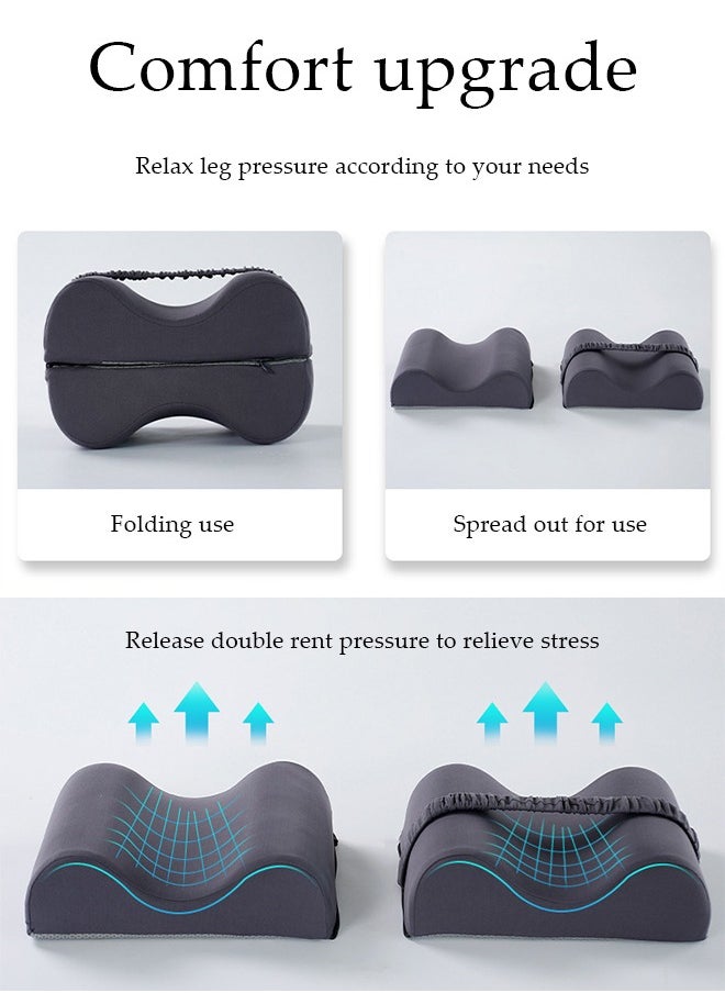 Knee pillow, memory foam leg positioning pillow, leg support pillow, with adjustable elastic belt, soothing and decompression, suitable for lateral lying, 28 * 20 * 20cm, gray