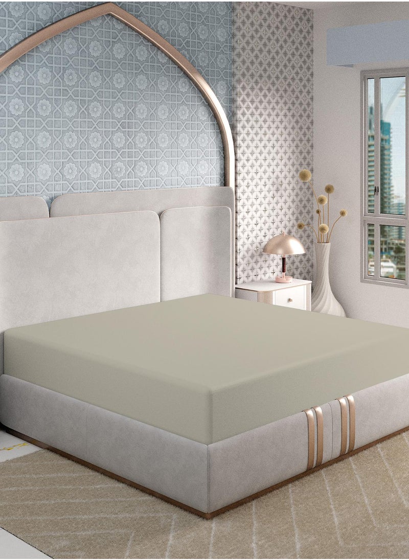 Solid 1 Fitted Sheet Double Cotton:Polyester Tan 200x120cm