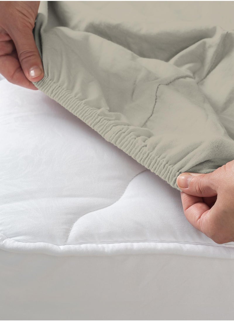 Solid 1 Fitted Sheet Double Cotton:Polyester Tan 200x120cm