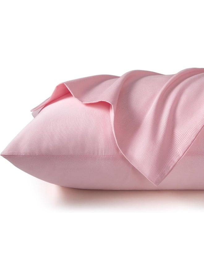TILLYOU Cotton Collection Soft Toddler Pillowcases Set of 2, 14x20 - Fits Pillows Sized 12x16, 13x18 or 14x19, Machine Washable Travel Pillow Case Cover with Envelope Closure, Lt Pink