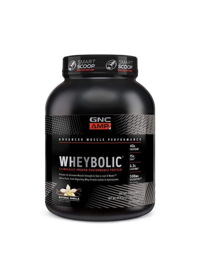 AMP Wheybolic | Targeted Muscle Building and Workout Support Formula | Pure Whey Protein Powder Isolate with BCAA | Gluten Free | 25 Servings | Natural Vanilla