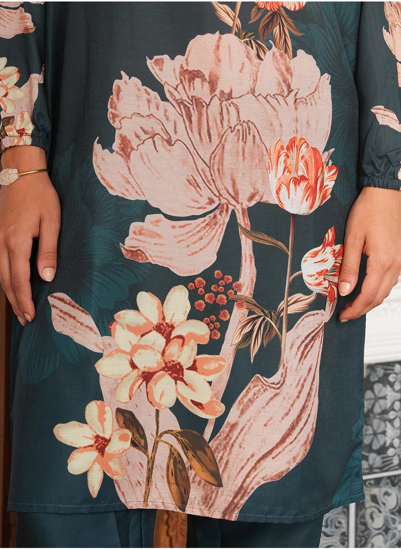 Women's Sacramento Green Ethereal Bloom Kurta Set