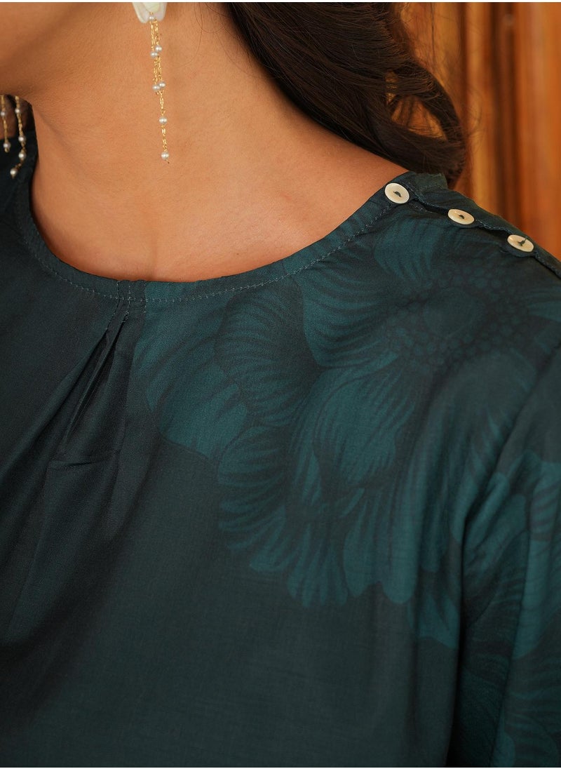 Women's Sacramento Green Ethereal Bloom Kurta Set