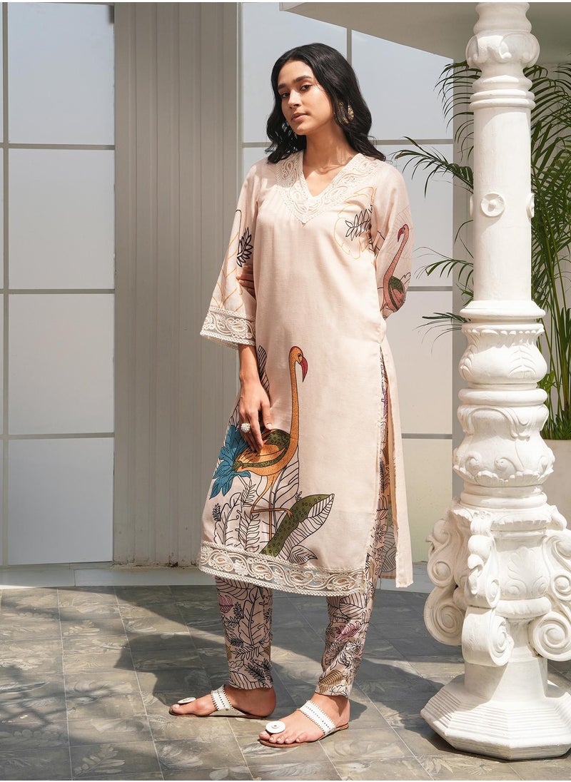 Women's Off-White Swané Imprint Kurta Set