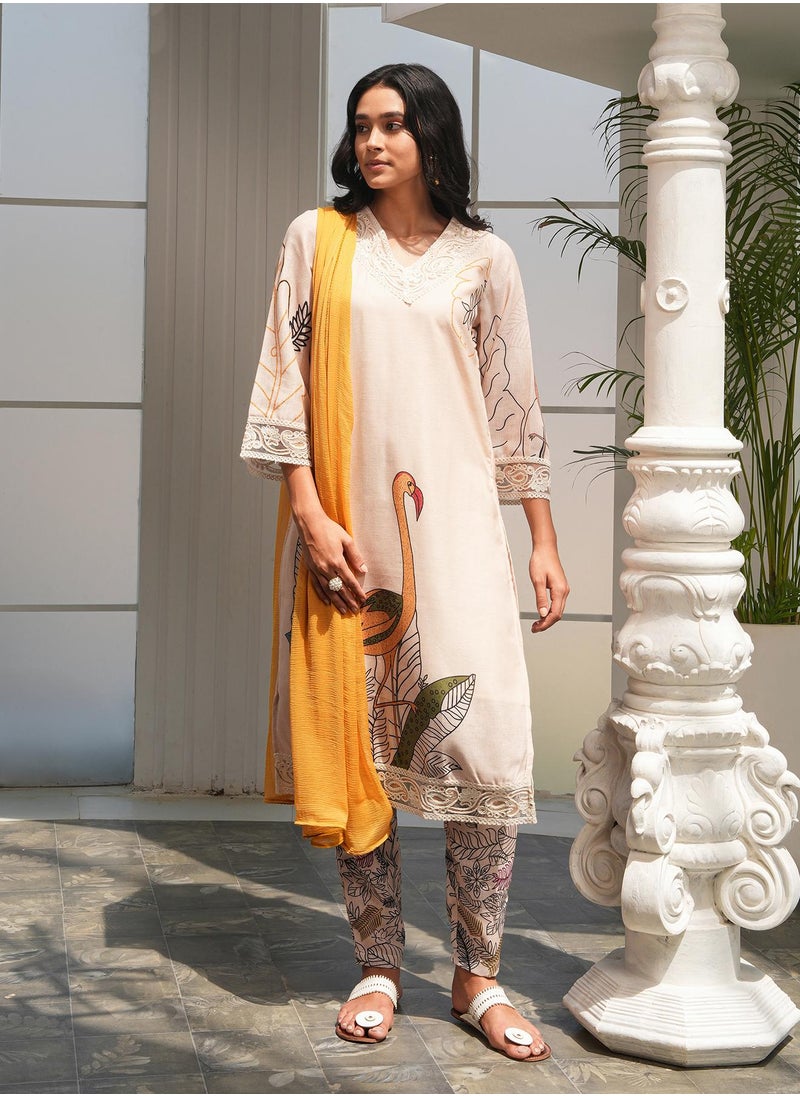 Women's Off-White Swané Imprint Kurta Set