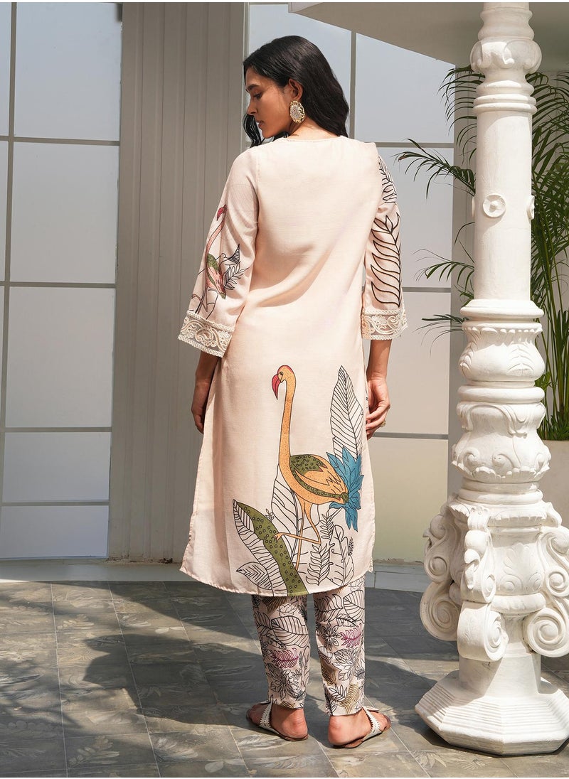 Women's Off-White Swané Imprint Kurta Set