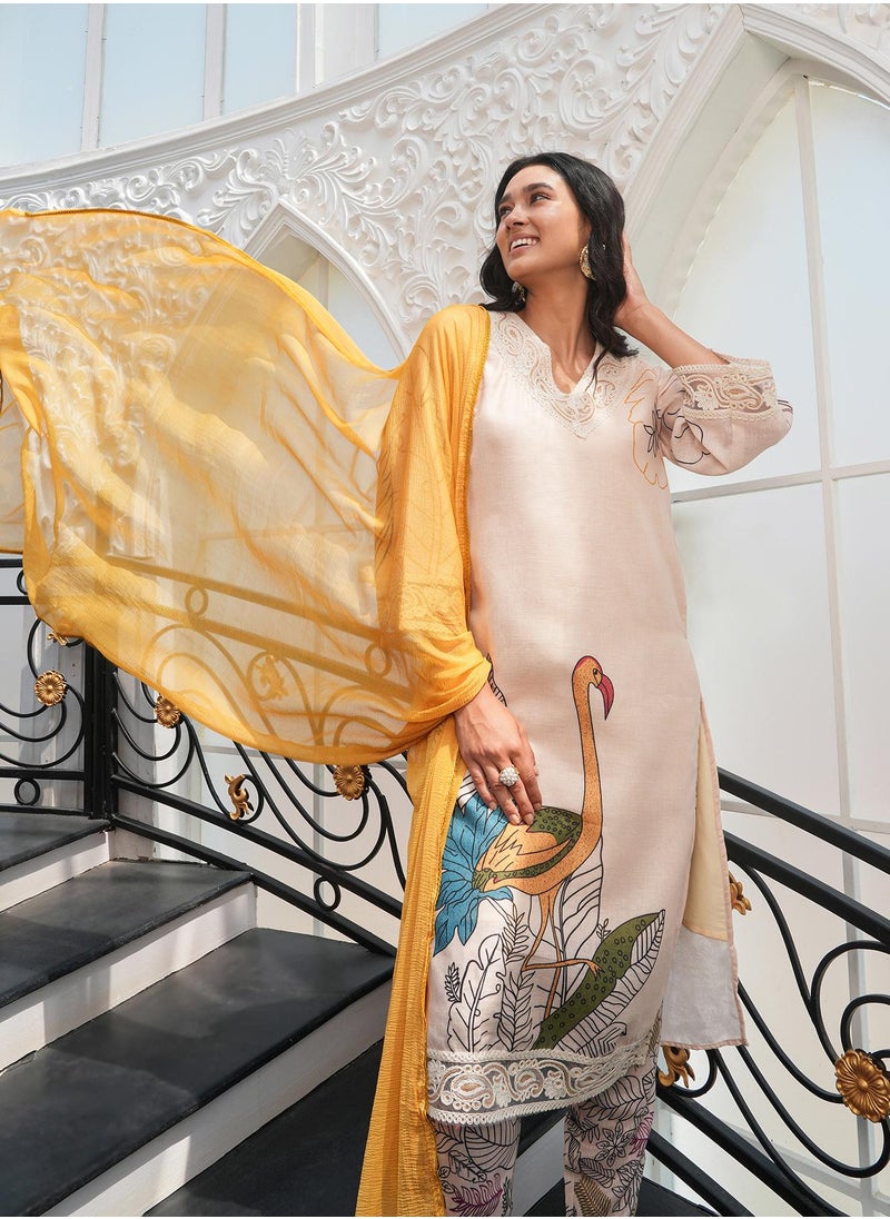Women's Off-White Swané Imprint Kurta Set