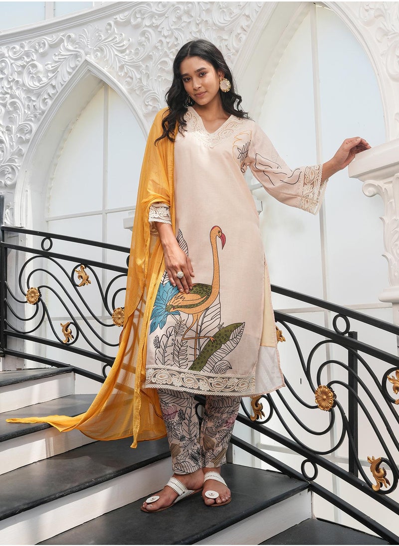 Women's Off-White Swané Imprint Kurta Set
