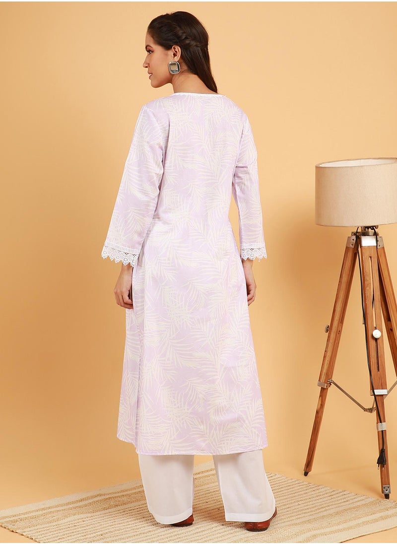 Women's Saltbox Beige Soft Fern Kurta With Trousers
