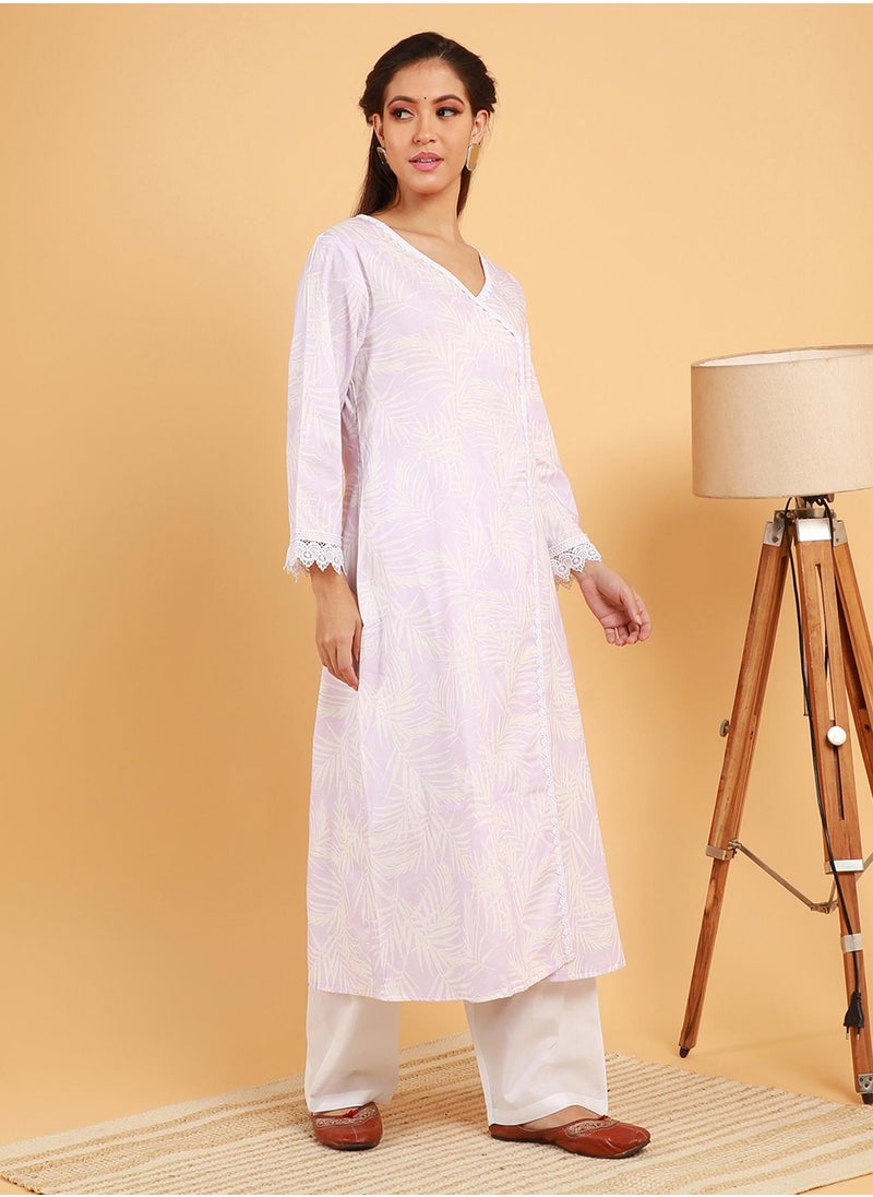 Women's Saltbox Beige Soft Fern Kurta With Trousers