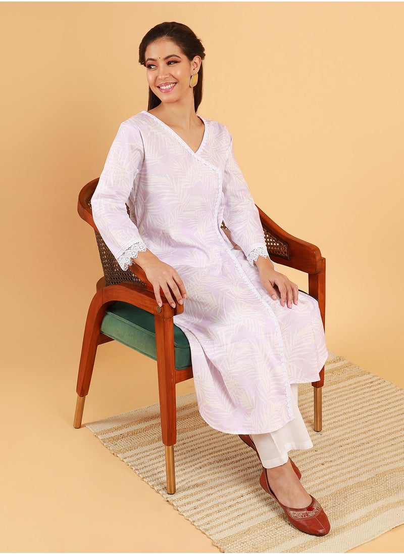 Women's Saltbox Beige Soft Fern Kurta With Trousers
