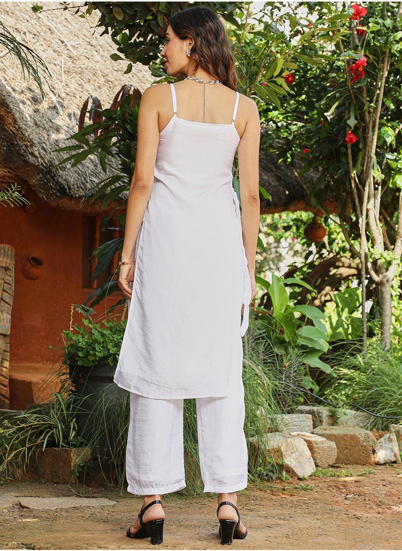 Women's Daisy White Soirée Frill Kurta Set