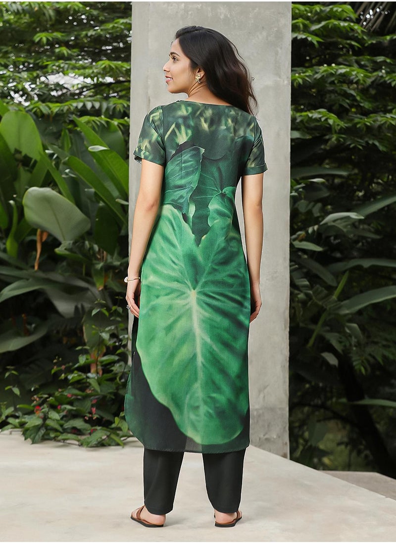 Women's Forest Green Chantilly Bloom Kurta Set
