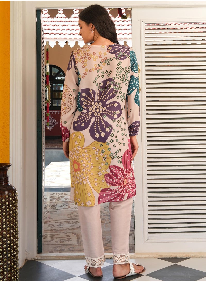 Women's Off-White Florentine Imprint Kurta Set