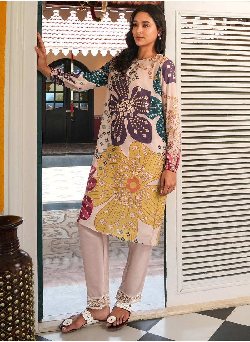 Women's Off-White Florentine Imprint Kurta Set