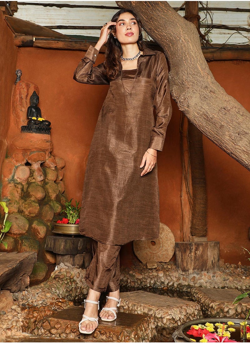 Women's Chocolate Brown Dusk Ensemble Kurta Set