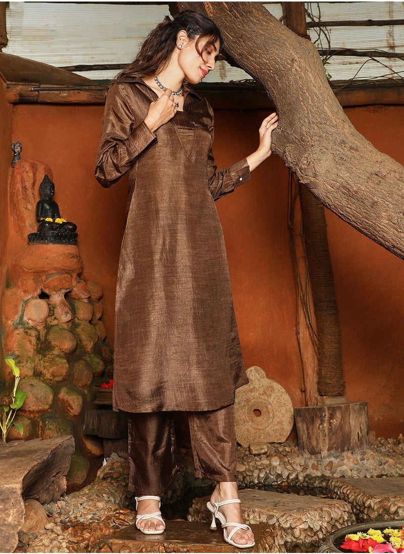 Women's Chocolate Brown Dusk Ensemble Kurta Set