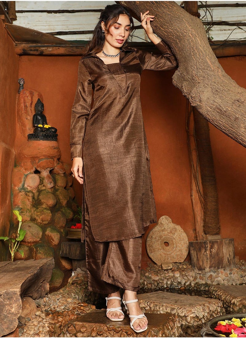 Women's Chocolate Brown Dusk Ensemble Kurta Set