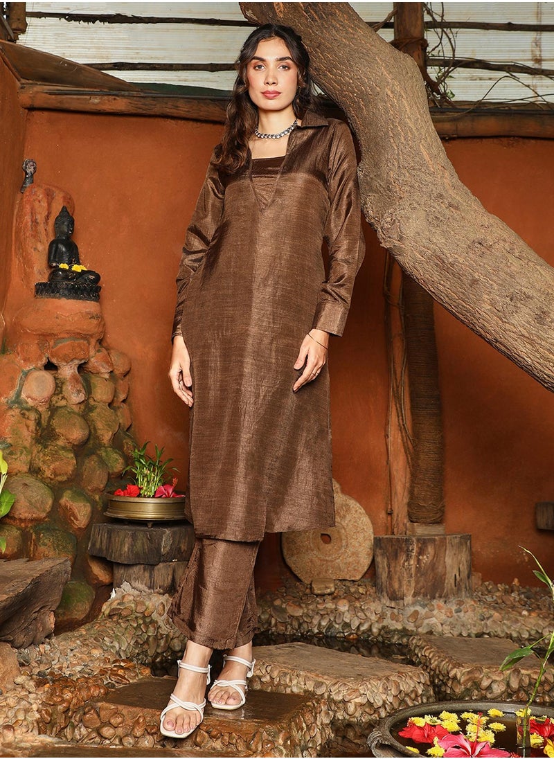 Women's Chocolate Brown Dusk Ensemble Kurta Set