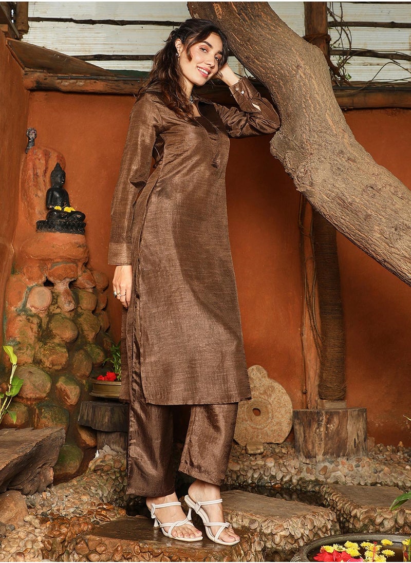 Women's Chocolate Brown Dusk Ensemble Kurta Set