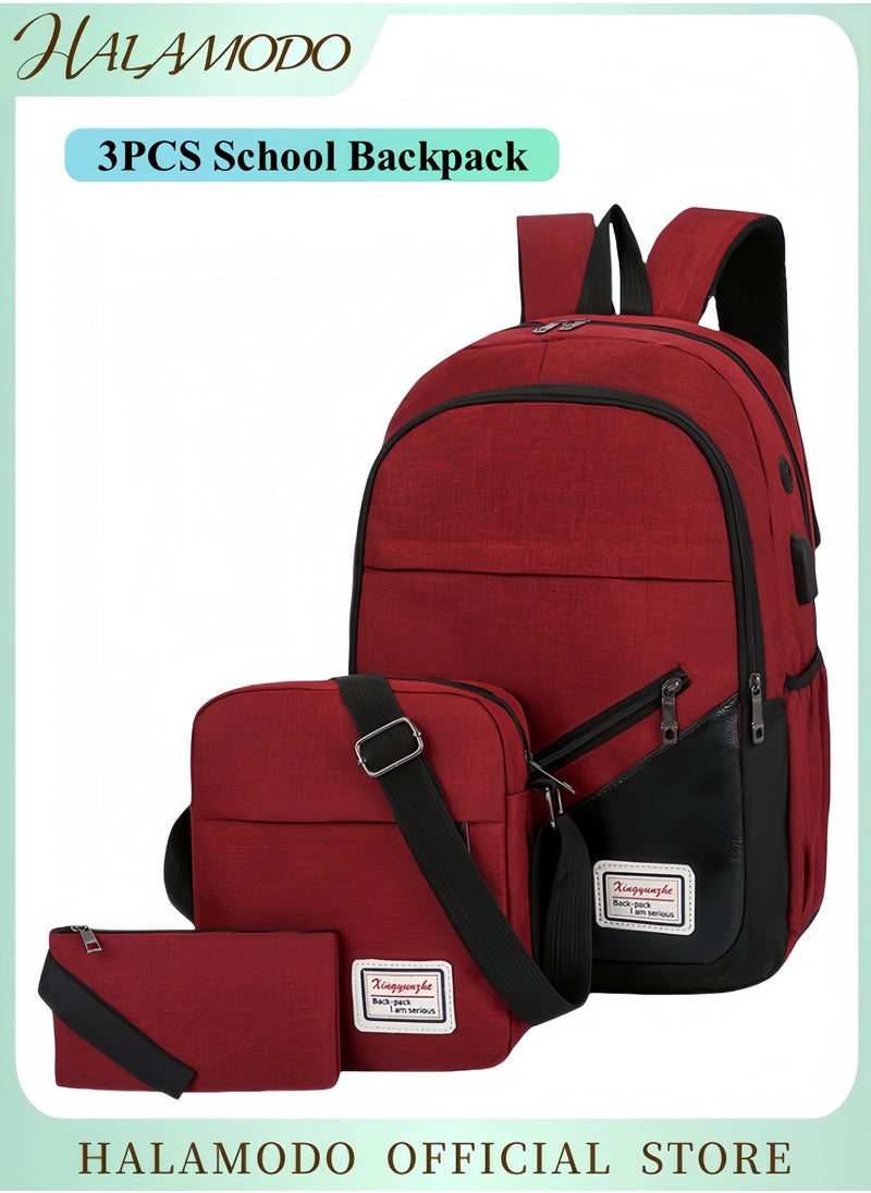 3PCS Backpack Travel Carry on Backpack Water Resistant College School Bag College High School Backpack Computer Bag as Great Gifts for Men Women
