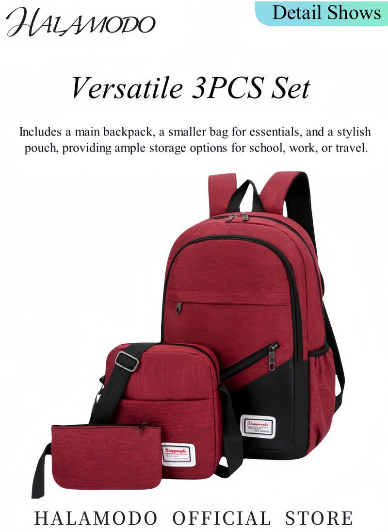 3PCS Backpack Travel Carry on Backpack Water Resistant College School Bag College High School Backpack Computer Bag as Great Gifts for Men Women