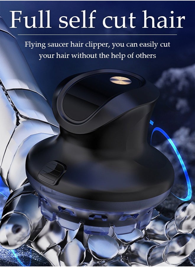 Electric hair clipper, fully self-service UFO hair clipper, with two limited combs, intelligent LED LCD display screen, 360 degree surround blade, available for adults, black