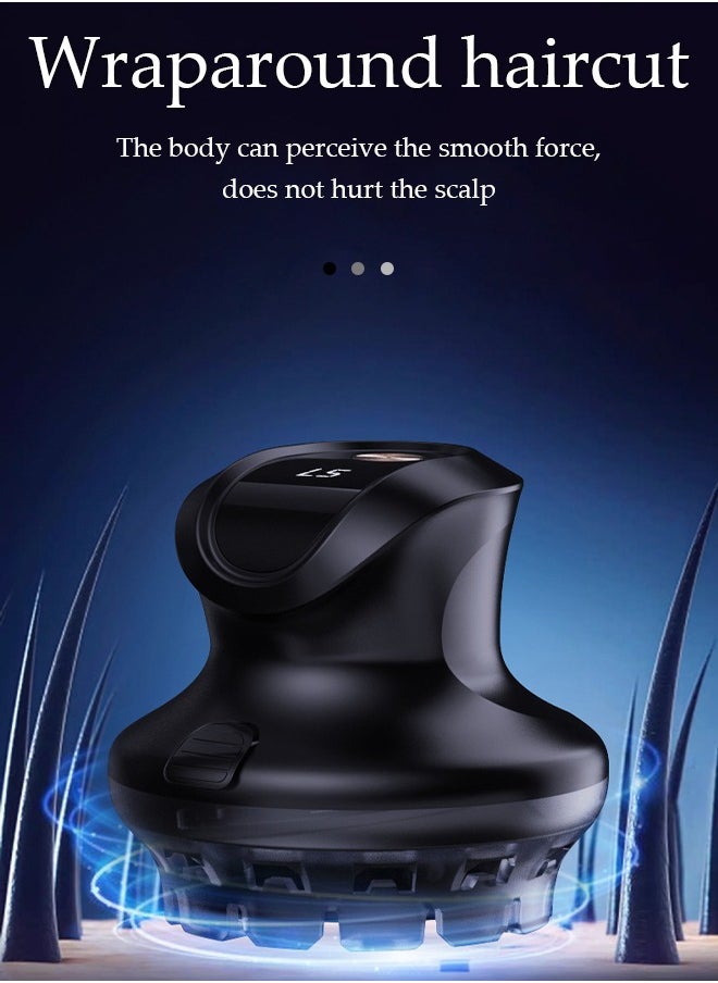 Electric hair clipper, fully self-service UFO hair clipper, with two limited combs, intelligent LED LCD display screen, 360 degree surround blade, available for adults, black