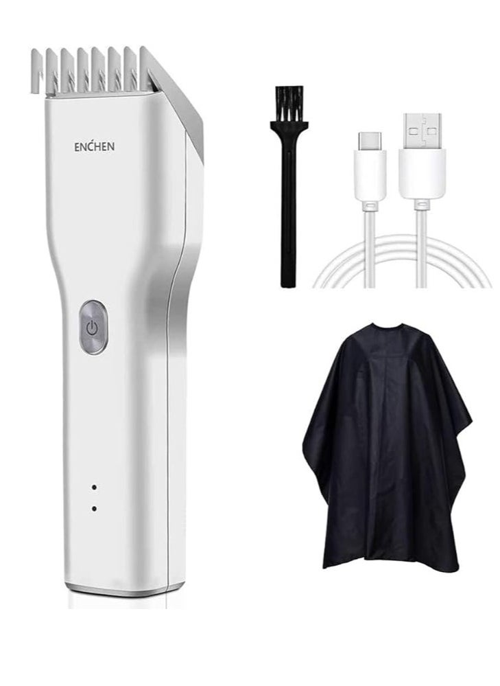 Enchen Boost Wireless Multi-Function Electric Hair Clipper & Shaver, 2 Speed Control, Nano Ceramic Cutting Head, 5800rpm, 1500mAh Battery, Type-C Charger, White | Boost-white