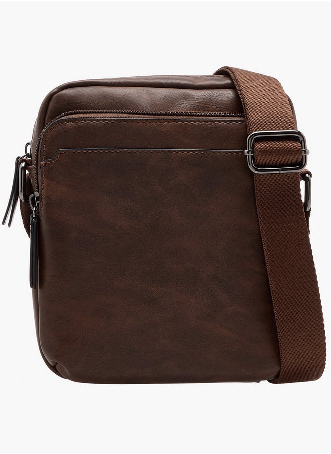 Men's Textured Crossbody Bag with Zip Closure and Adjustable Strap