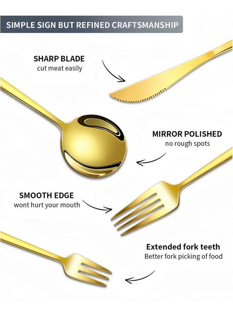 30 Pieces Stainless Steel Knife Fork Spoon Full Set for Home Office Restaurant Hotel, Black
