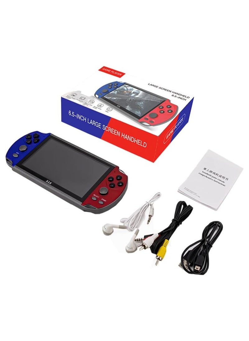 X16 Handheld Game Console with 6.5-Inch HD Display, 64GB Memory Card, Built-in Classic and Modern Games, Portable Gaming System for Kids and Adults, Ideal for Travel, Entertainment, and Gifting