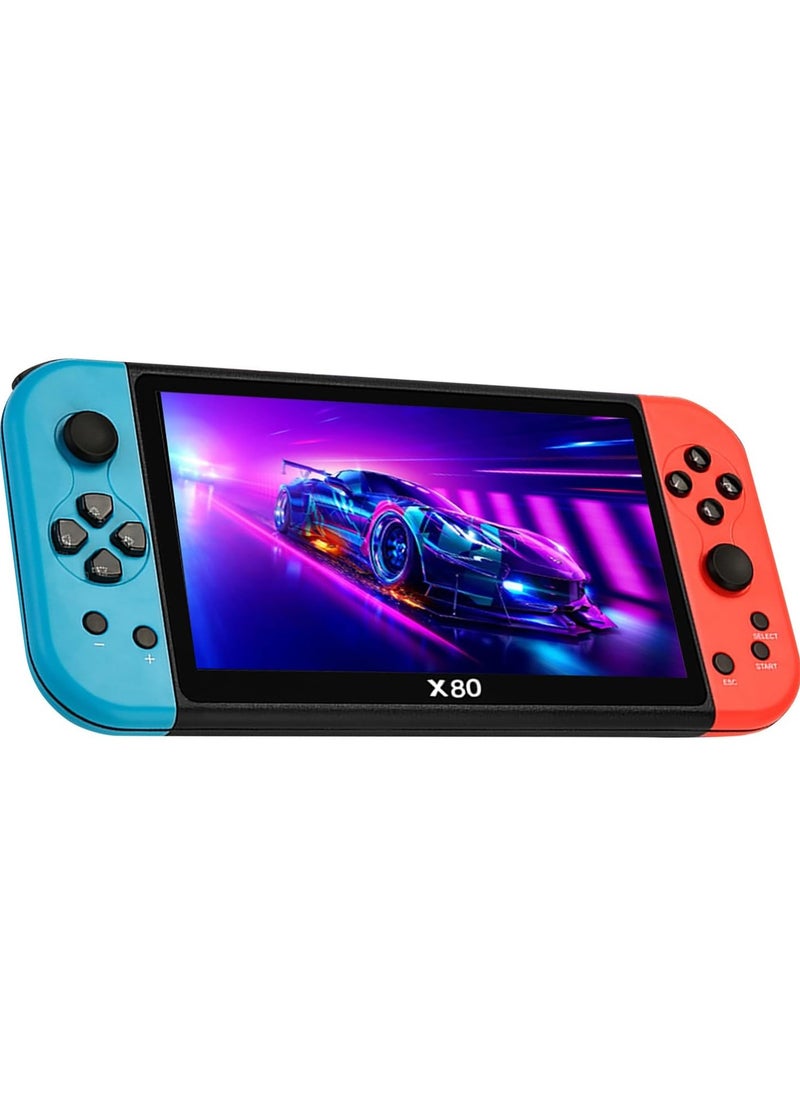 X80 Game Console, 7 Inch Retro Game Console with 10000 Built-in Games, Supports 10 Emulators and 128GB TF Card Expansion, Multifunctional Pocket Game for Kids