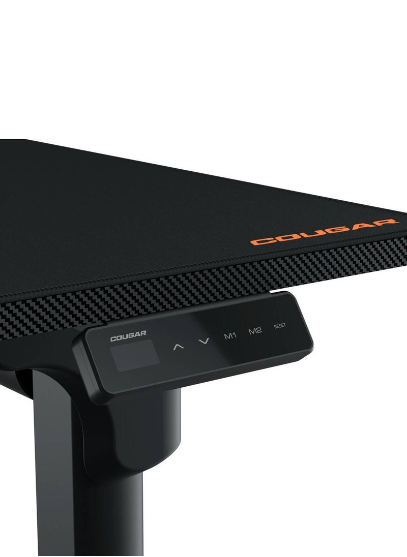 E-GRAV 160 Electric Height Adjustable Gaming Desk – 1600x750mm Carbon Fiber Surface, Dual Motor Lift (730–1180mm), 120kg Capacity, Full-Surface Mousepad, Cable Management Tray, Headset Hook, Safety Shields, Black | 3MGRV4WB.0001