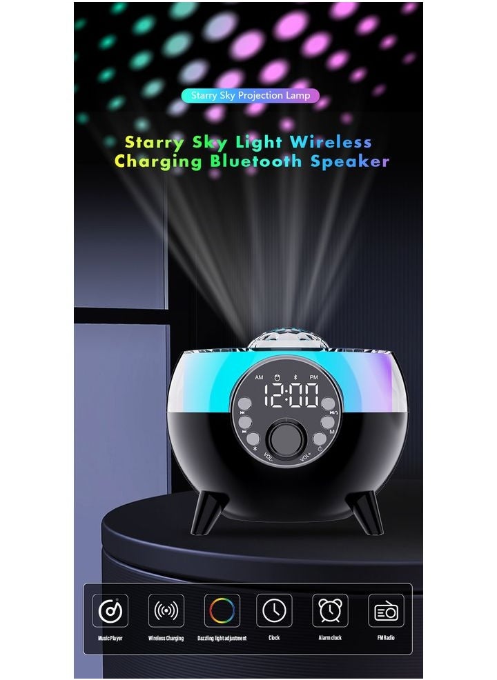 HM-2310 Sky Light Bluetooth Speaker with Wireless Charging || 3-in-1 LED Ambient Night Light + 15W Fast Qi Charging Pad + Stereo Sound | Portable Speaker for Bedroom, Office, Desk | USB-C Powered | Touch Control | Modern Design | Ideal Gift