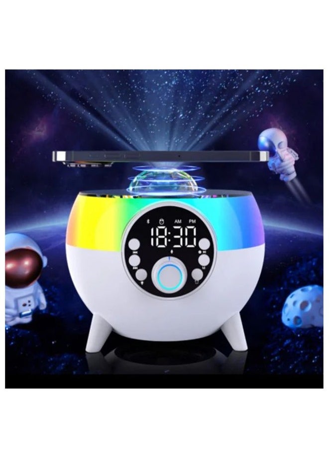HM-2310 Sky Light Bluetooth Speaker with Wireless Charging | 3--in--1 LED Ambient Night Light + 15W Fast Qi Charging Pad + Stereo Sound | Portable Speaker for Bedroom, Office, Desk | USB-C Powered | Touch Control | Modern Design | Ideal Gift