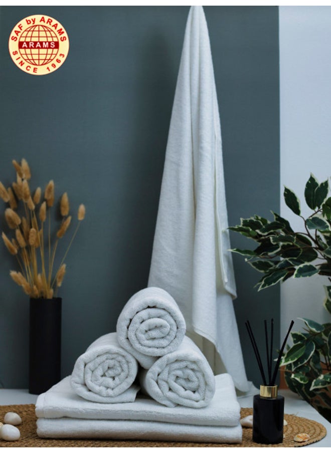 Premium 6-Piece White Bath Towel Set - 70 X 140  CM, 600 Gsm, 100% Cotton