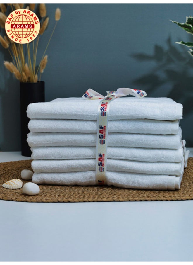 Premium 6-Piece White Bath Towel Set - 70 X 140  CM, 600 Gsm, 100% Cotton