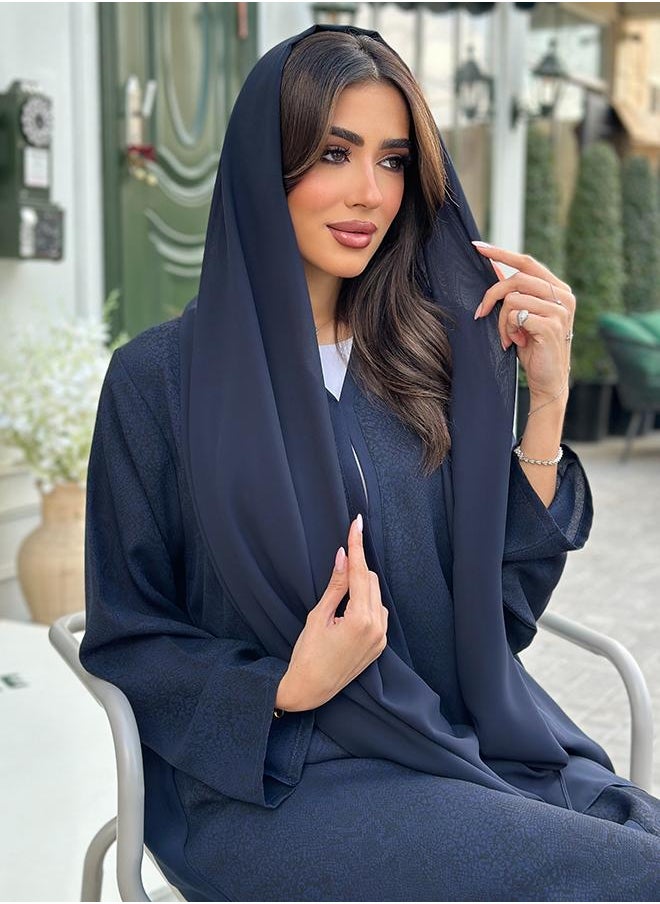 Navy A-cut printed abaya