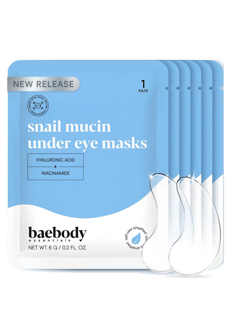 Baebody Advanced Snail Mucin Under Eye Patches for Women & Men (6 Pairs) - Under Eye Masks for Dark Circles and Puffiness - With Niacinamide - Reduce Fine Lines and Wrinkles
