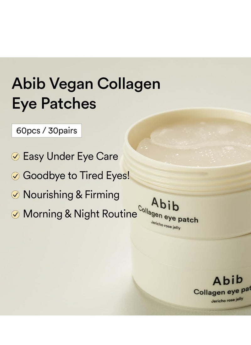 Abib Collagen Eye Patch Jericho Rose Jelly 60 Patches, Korean Under Eye Patches for Puffy Eyes and Dark Circles, Anti-Wrinkle, Collagen, Caffeine, Niacinamide, Ceramide, Antioxidant, Skin Care