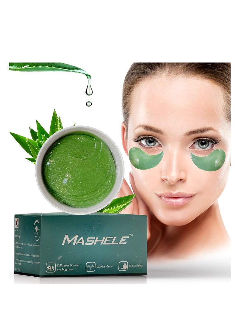Korean 60pcs Aloe Vera Collagen Under Eye Gel Patches Mask, Treatment for Puffy Eyes, Dark Circles, Anti Wrinkle Pads, Moisturizing for Women and Men (60pcs patches aloe vera)