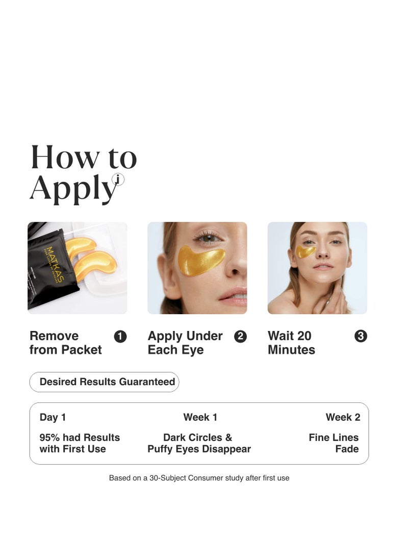 MATKAS Retinol Renewal Gold Under Eye Mask - 20 Pairs, Best Eye Patches for Puffy Eyes and Dark Circles, Collagen Under Eye Patches for Women, Gel Under Eye Masks for Dark Circles and Puffiness