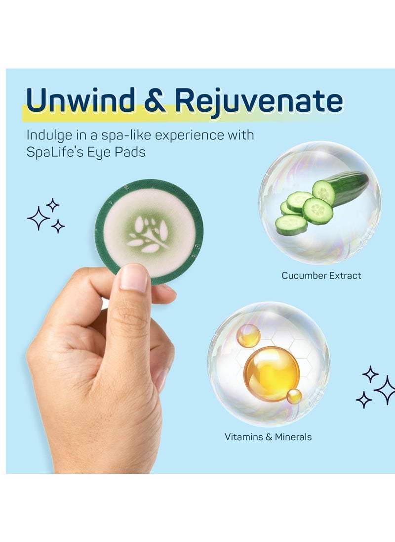 SpaLife Cooling Eye Pads - Korean Soothing Eye Pads for Dark Circles, Puffy Eyes, and Wrinkles - 48 Pads with Fruit + Vegetable Extracts - Revitalizing Hydrating Eye Pads for Eye Treatment (Cucumber)