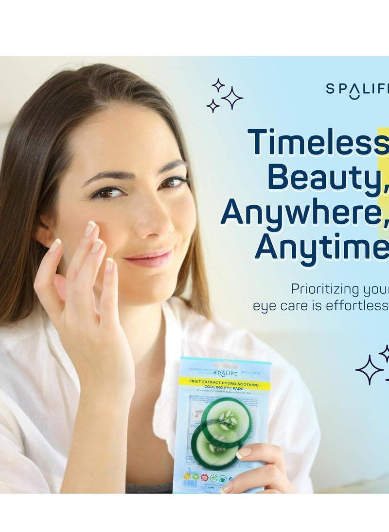 SpaLife Cooling Eye Pads - Korean Soothing Eye Pads for Dark Circles, Puffy Eyes, and Wrinkles - 48 Pads with Fruit + Vegetable Extracts - Revitalizing Hydrating Eye Pads for Eye Treatment (Cucumber)