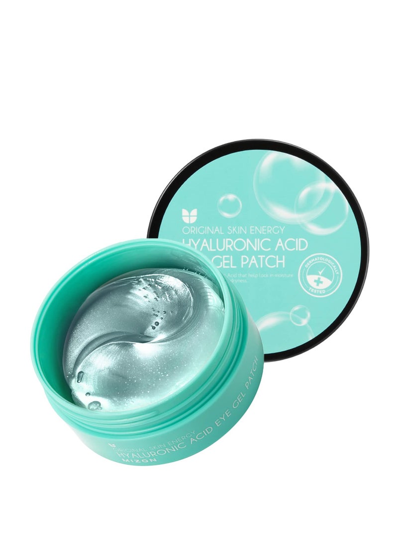 MIZON Hyaluronic Eye Gel Patch with Triple Hyaluronic Acid and Seaweed Extracts for Deep Hydration, Plumping, and Soothing – 60pcs – Improves Dryness and Smooth Texture